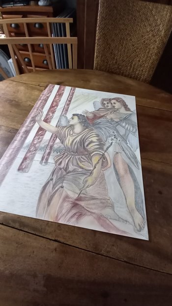 pencil and red chalk drawing The Annunciation (after Andrea Del Sarto)