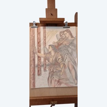 pencil and red chalk drawing The Annunciation (after Andrea Del Sarto)