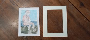 Dessin d'Yvonne Brudo Esquisse pierre noire avec rehauts aquarelle / (XIX-XX)