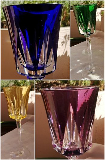 4 große Weißwein- / Römergläser in Doppelkristall, Modell Ségovie Sèvres