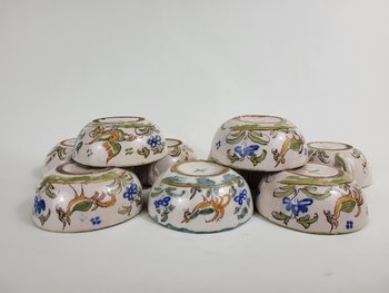 9 earthenware cups from Moustiers Ferrat XVIIIth century