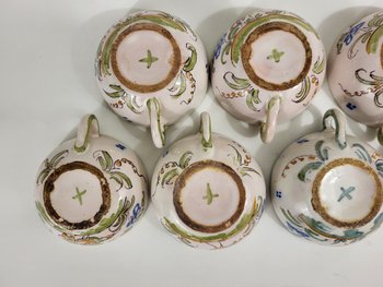 9 earthenware cups from Moustiers Ferrat XVIIIth century