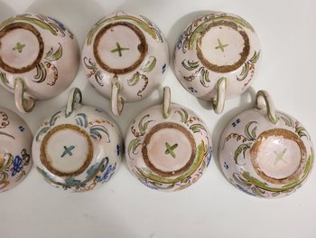 9 earthenware cups from Moustiers Ferrat XVIIIth century