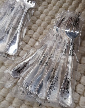 & 2 Christofle oyster forks, "Perles" model, silver plated