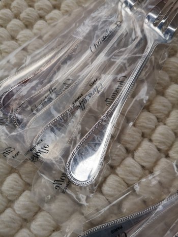 & 2 Christofle oyster forks, "Perles" model, silver plated