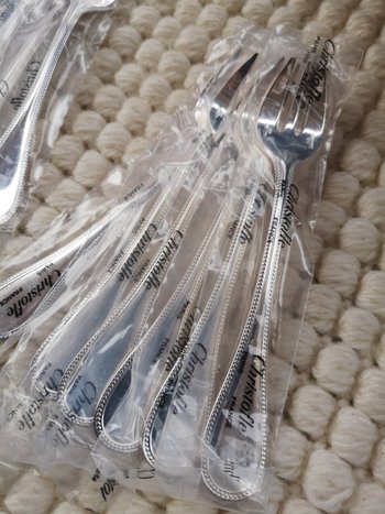 & 2 Christofle oyster forks, "Perles" model, silver plated