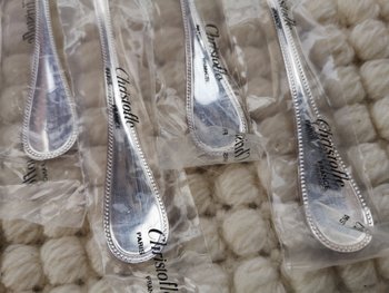 & 2 Christofle oyster forks, "Perles" model, silver plated