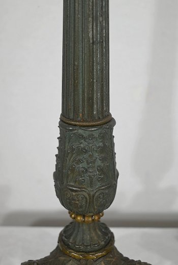 Pair of Bronze Candlesticks, Restoration period - Early 19th century