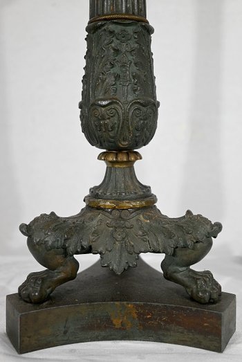 Pair of Bronze Candlesticks, Restoration period - Early 19th century