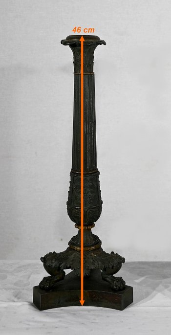 Pair of Bronze Candlesticks, Restoration period - Early 19th century