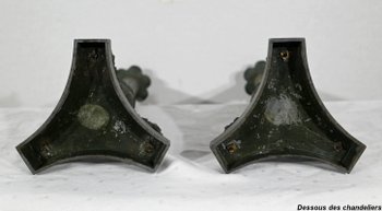 Pair of Bronze Candlesticks, Restoration period - Early 19th century