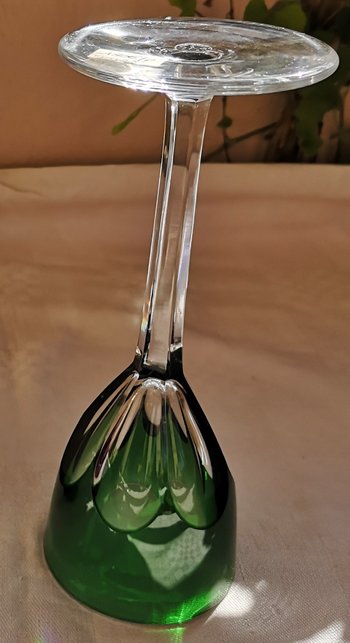 Verre à vin blanc/roemer cristal doublé de couleur vert BACCARAT modèle Genova