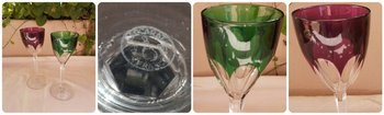 Verre à vin blanc/roemer cristal doublé de couleur vert BACCARAT modèle Genova