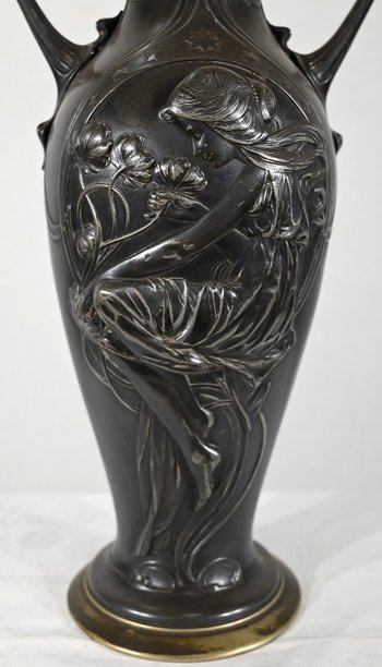 Importante Paire de Vases en Etain, Art Nouveau – 1900