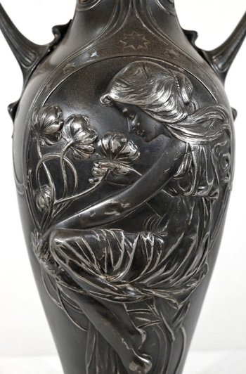 Importante Paire de Vases en Etain, Art Nouveau – 1900