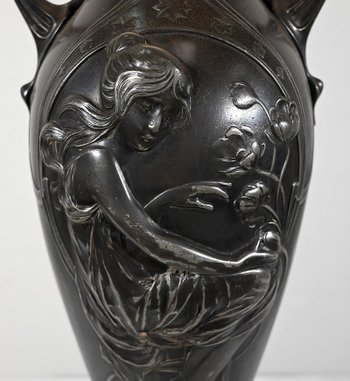 Importante Paire de Vases en Etain, Art Nouveau – 1900