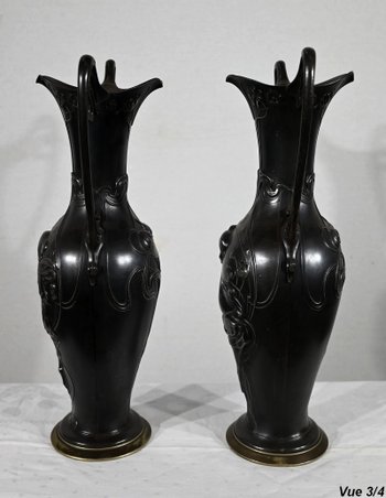 Importante Paire de Vases en Etain, Art Nouveau – 1900