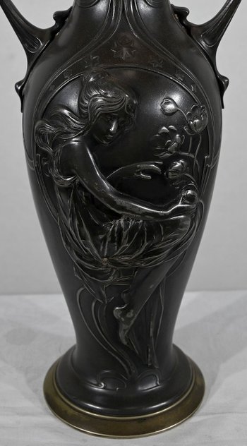 Importante Paire de Vases en Etain, Art Nouveau – 1900