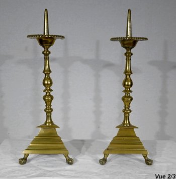 Pair of Gilded Bronze Candle Picks - 2nd half XIXth century