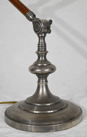 Lampada a braccio articolato in metallo e legno - 1920