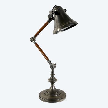 Lampe mit Gelenkarm aus Metall und Holz - 1920