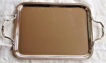 Rectangular tray with silver metal handles Orfèvre Félix Frères (Toulouse)