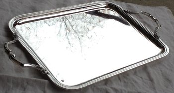 Rectangular tray with silver metal handles Orfèvre Félix Frères (Toulouse)