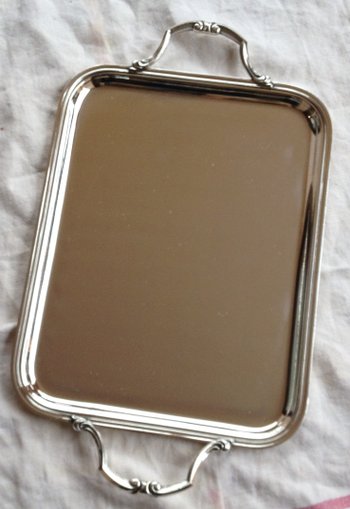Rectangular tray with silver metal handles Orfèvre Félix Frères (Toulouse)