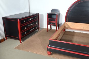 Seltenes 5-teiliges Zimmerset aus bemaltem Holz, Art Déco - Anfang 20.
