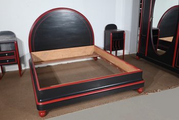 Seltenes 5-teiliges Zimmerset aus bemaltem Holz, Art Déco - Anfang 20.