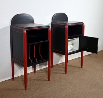 Seltenes 5-teiliges Zimmerset aus bemaltem Holz, Art Déco - Anfang 20.