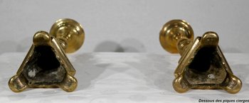 Coppia di portacandele in bronzo dorato - metà del XIX secolo