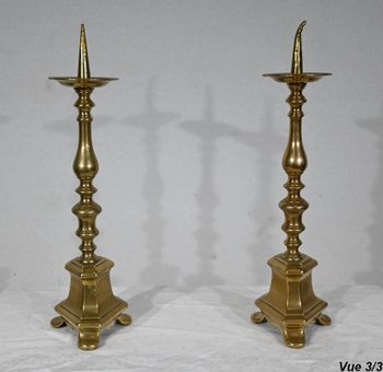 Coppia di portacandele in bronzo dorato - metà del XIX secolo