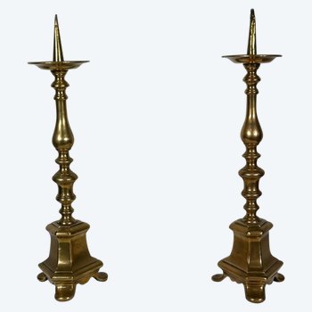 Coppia di portacandele in bronzo dorato - metà del XIX secolo