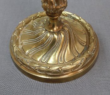 Paire de Flambeaux en Bronze Doré, style Louis XVI - XIXe