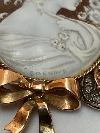 SPILLA A CAMMEO IN ORO E ARGENTO