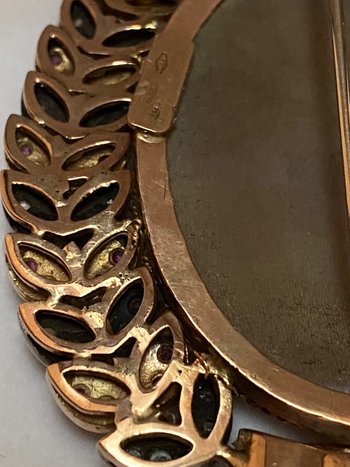 SPILLA A CAMMEO IN ORO E ARGENTO