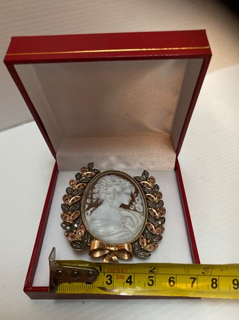 SPILLA A CAMMEO IN ORO E ARGENTO