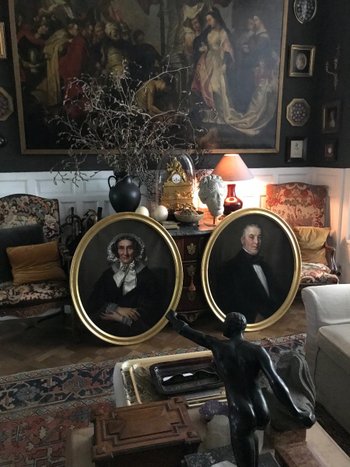 Pair Of Large Portraits Of Belgian Painter Jean Mathieu Nisen