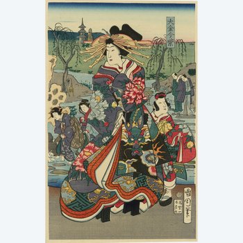 Toyohara KUNICHIKA, stampa giapponese, ukiyo-e, Geisha