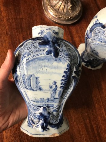 Vaso Delft Coppia con paesaggio di campagna