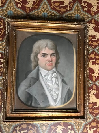 Pastel Of A Young Man From The 18th Century In His Original Frame