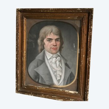 Pastel Of A Young Man From The 18th Century In His Original Frame