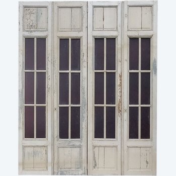 4 grandi porte di vetro antico con linee architettoniche Porta