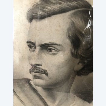 Litho Of Man With Moustache From 19th Century