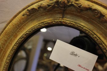 Pair Of Small Oval Medallion Mirrors, Mercury mirror 31 X 37 Cm