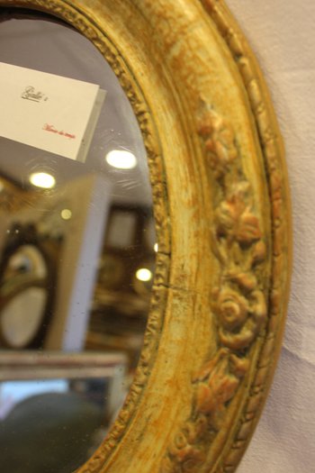 Pair Of Small Oval Medallion Mirrors, Mercury mirror 31 X 37 Cm