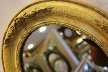 Pair Of Small Oval Medallion Mirrors, Mercury mirror 31 X 37 Cm