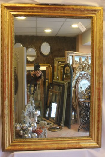 Miroir Rectangle Louis Philippe, Feuille d'Or Et Mercure 76 X 110 Cm