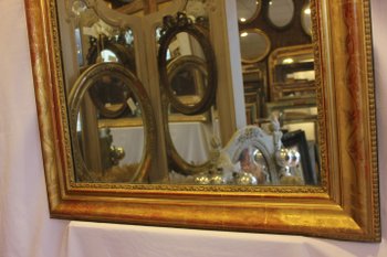Miroir Rectangle Louis Philippe, Feuille d'Or Et Mercure 76 X 110 Cm